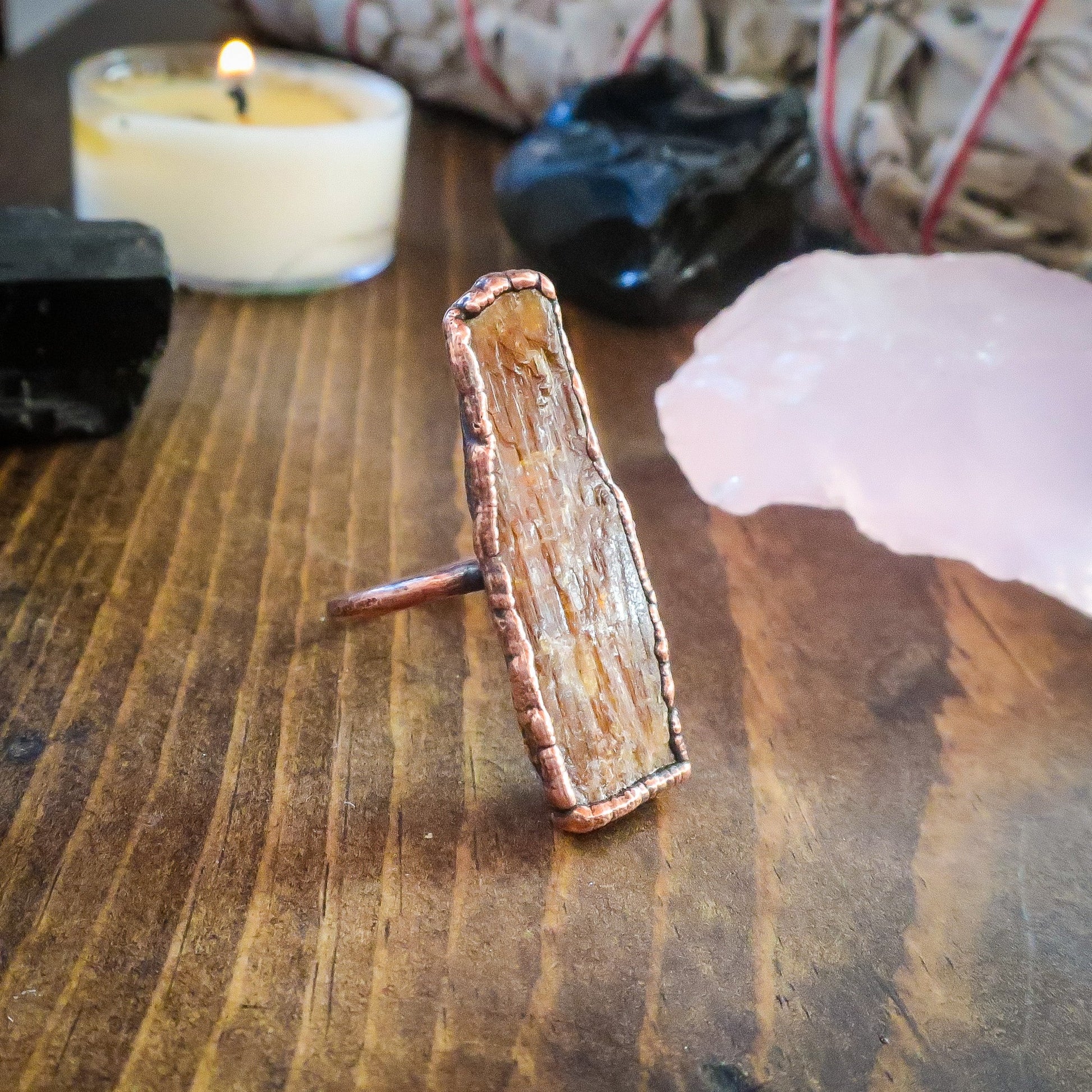 Raw Orange Kyanite Blade Statement Ring | Copper | Size 7.5 - Blackbird & Sage