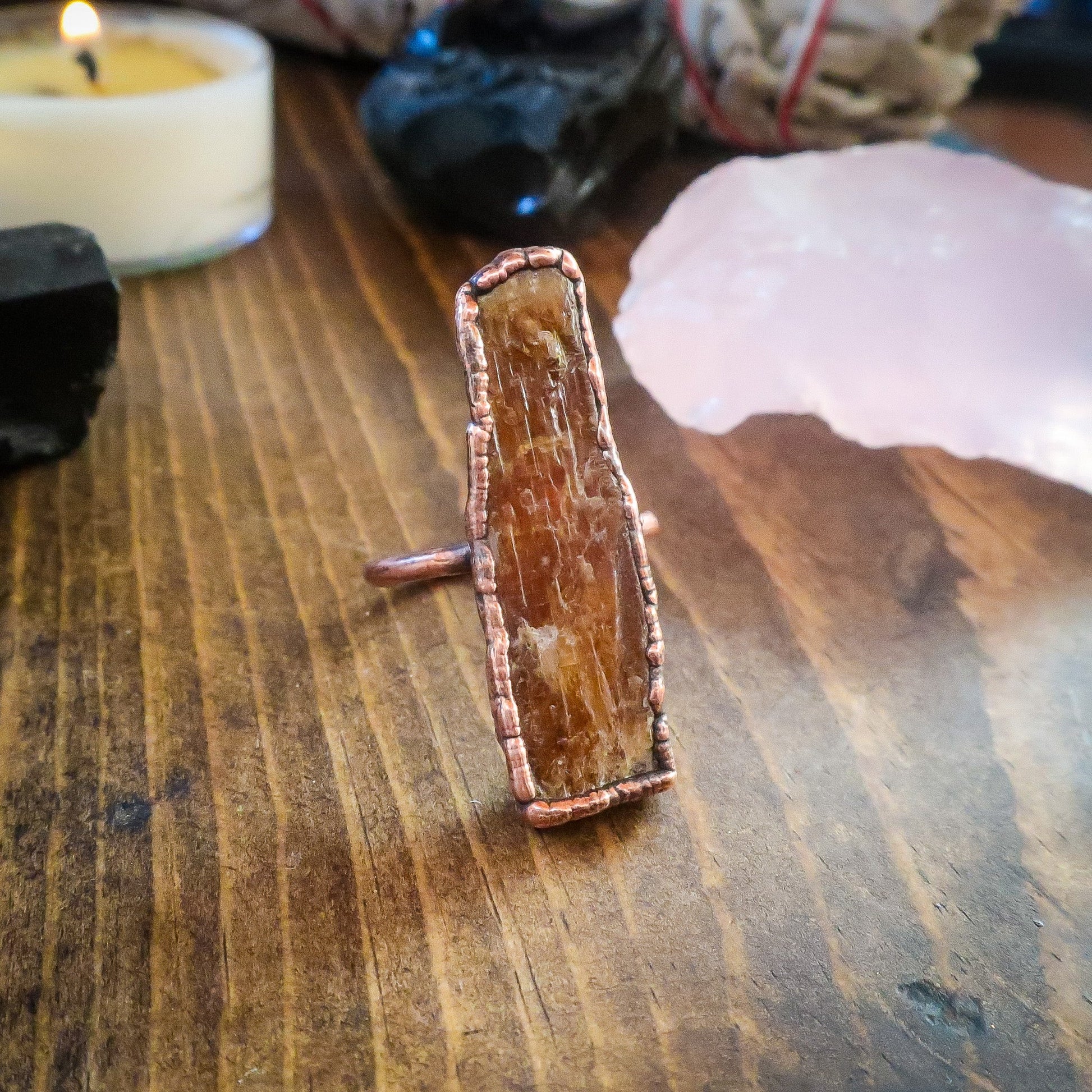 Raw Orange Kyanite Blade Ring | Copper | Size 7.5 - Blackbird & Sage