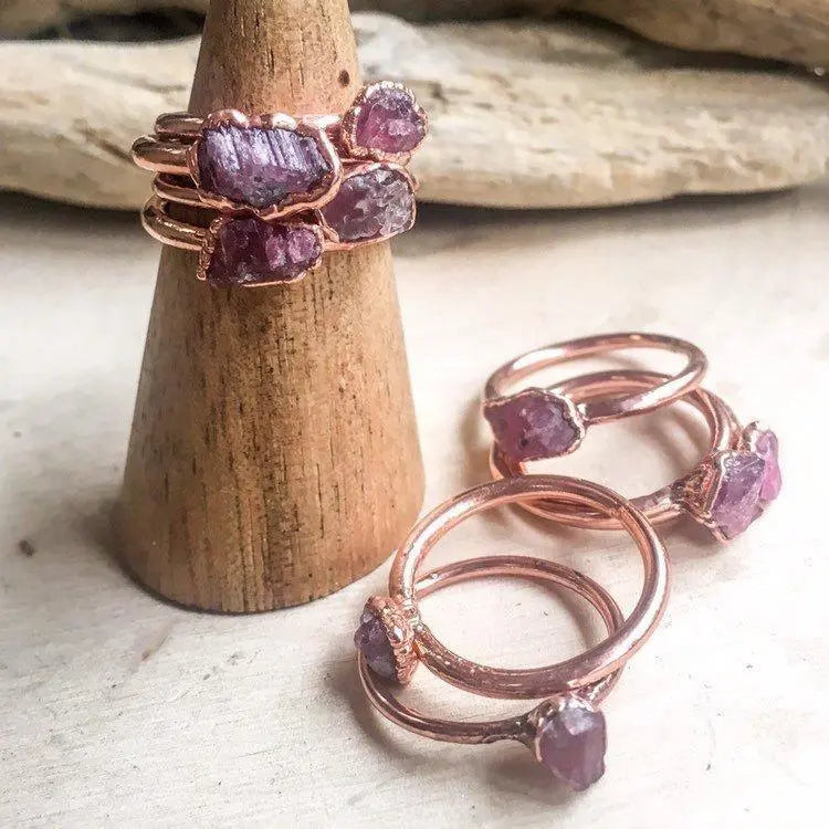 Raw Pink Tourmaline Ring | Copper - Blackbird & Sage