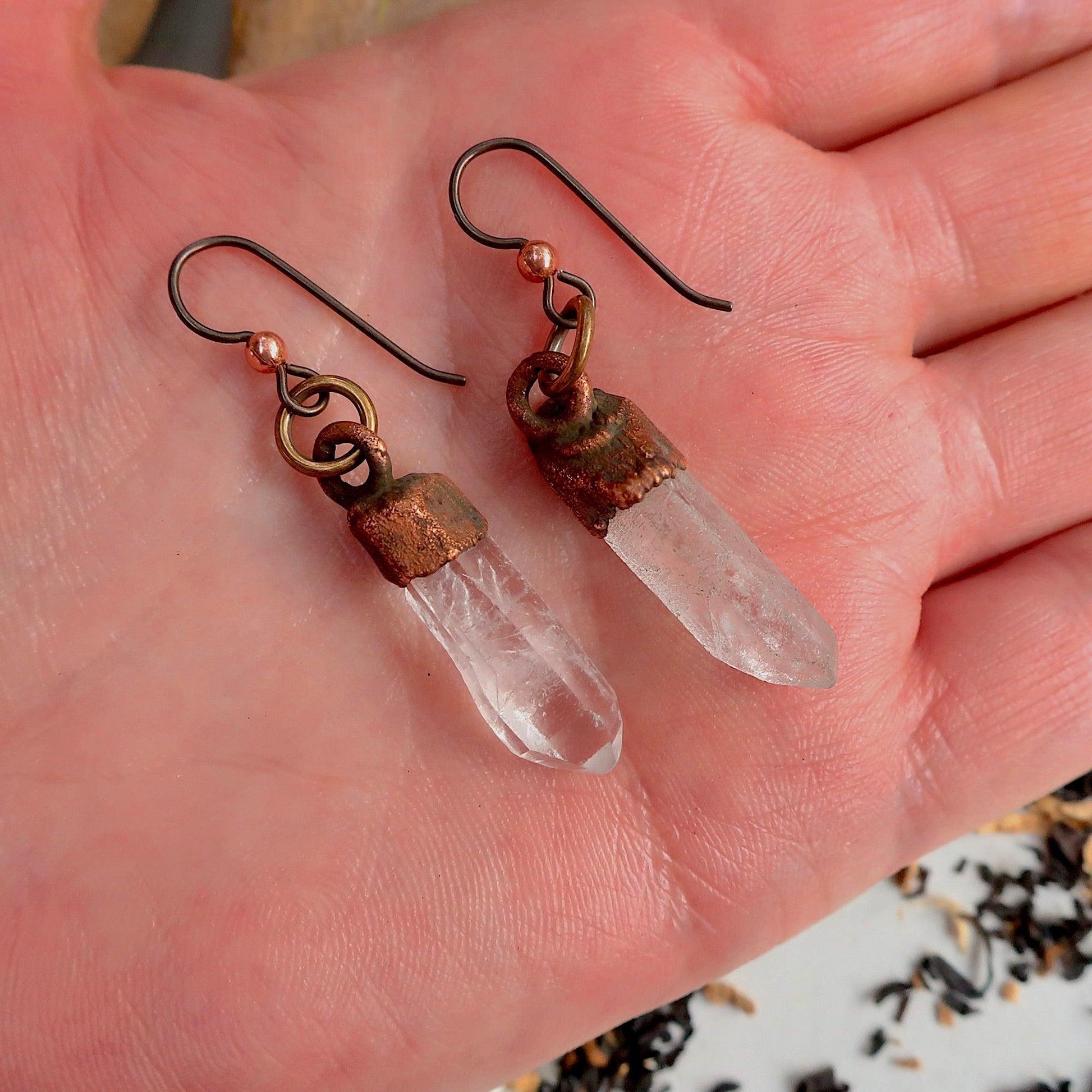 Raw Quartz Crystal Earrings - Blackbird & Sage