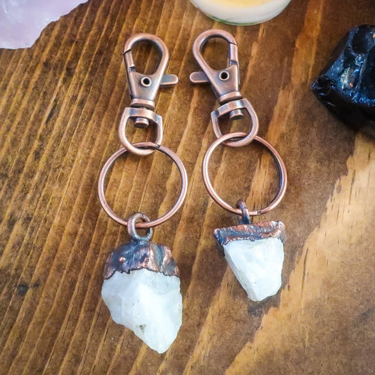 Raw Rainbow Moonstone Keychain | Copper - Blackbird & Sage