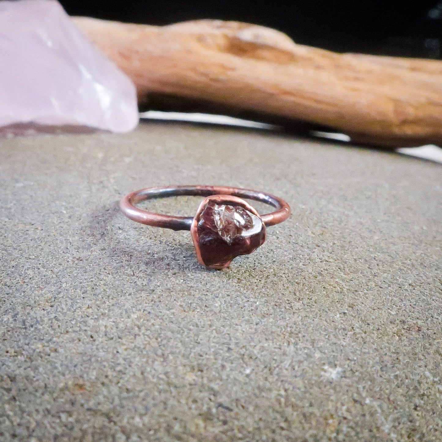 Raw Red/Brown Zircon Ring | Copper | Size 7 - Blackbird & Sage