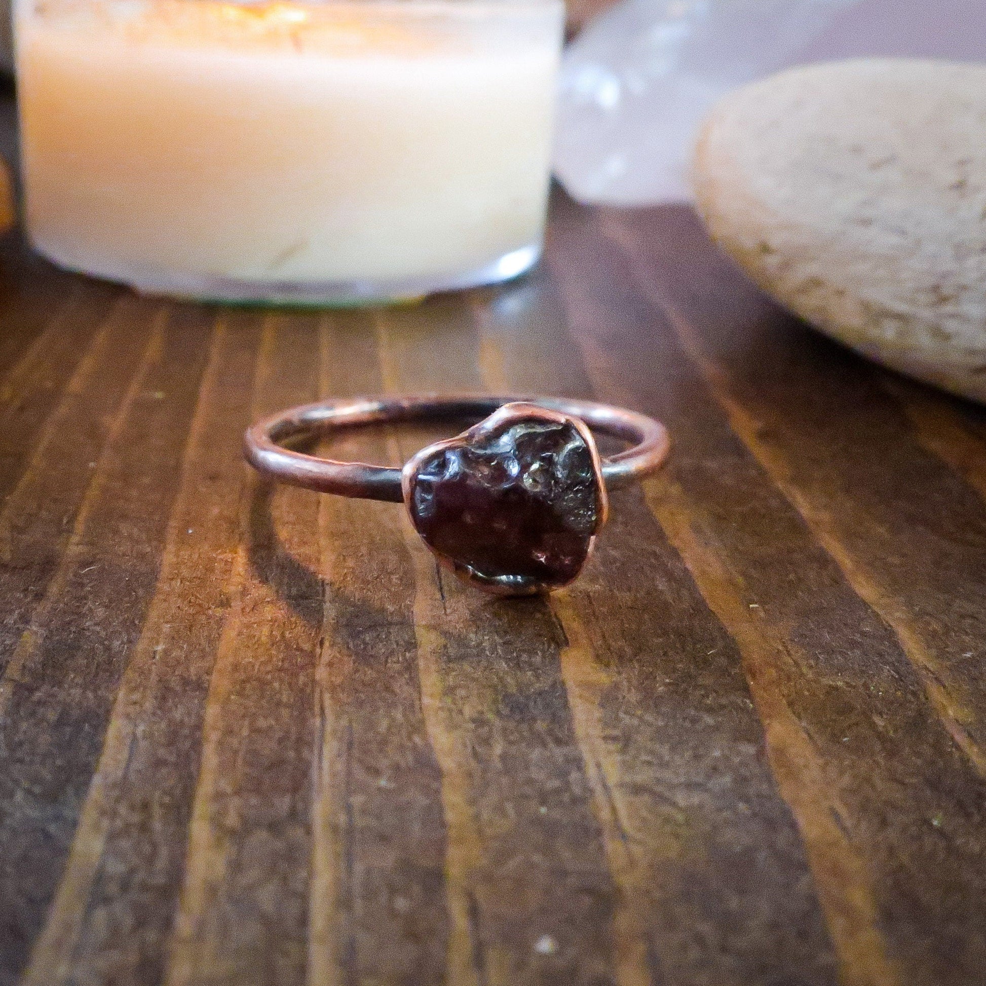 Raw Red/Brown Zircon Ring | Copper | Size 7 - Blackbird & Sage