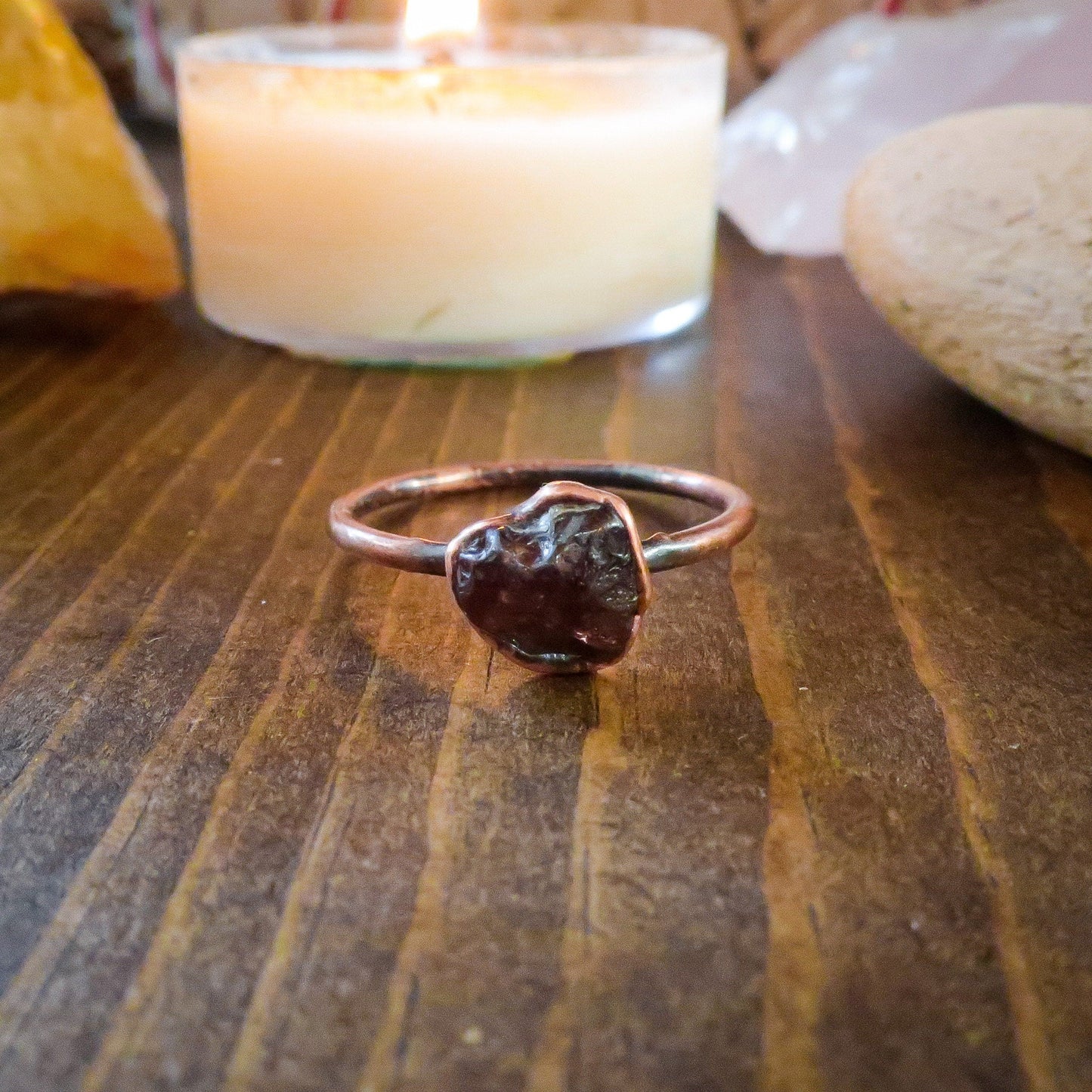 Raw Red/Brown Zircon Ring | Copper | Size 7 - Blackbird & Sage