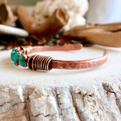 Raw Turquoise Bracelet | Solace for the Spirit | Copper & Bronze - Blackbird & Sage