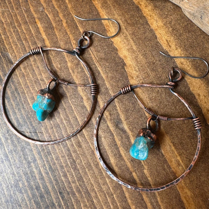 Solace for the Spirit Turquoise Hoop Earrings | Copper - Blackbird & Sage