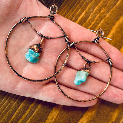 Solace for the Spirit Turquoise Hoop Earrings | Copper - Blackbird & Sage