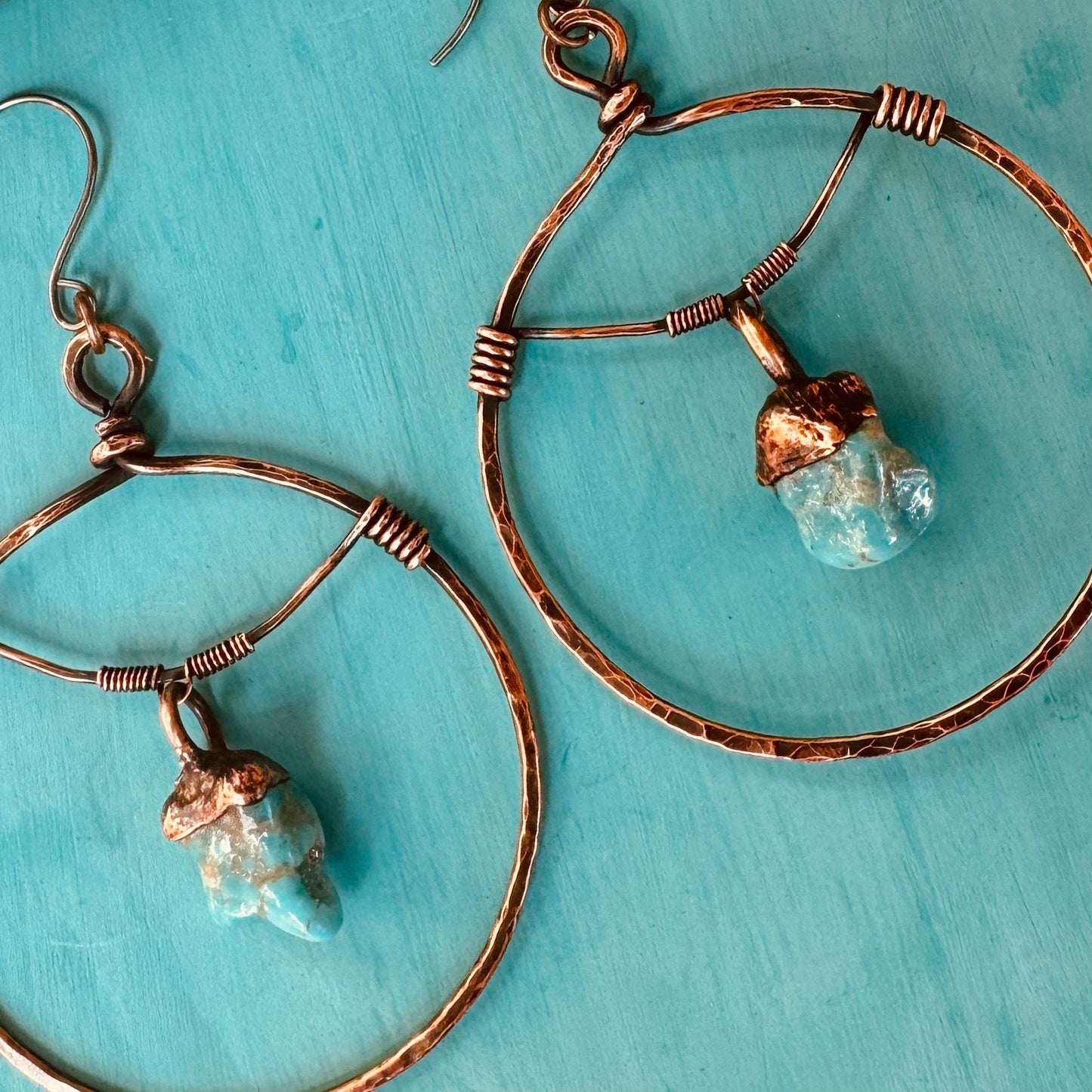 Solace for the Spirit Turquoise Hoop Earrings | Copper - Blackbird & Sage