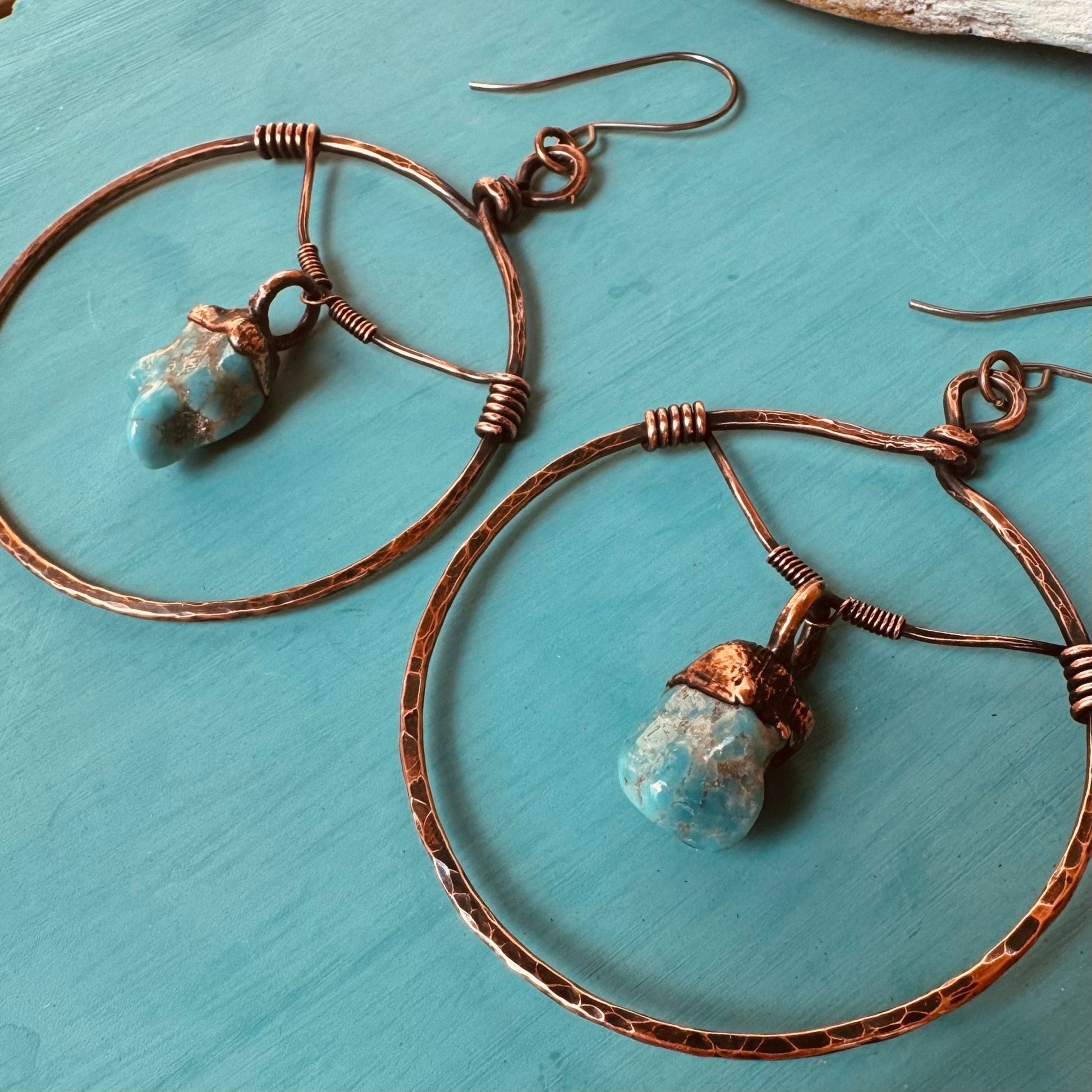 Solace for the Spirit Turquoise Hoop Earrings | Copper - Blackbird & Sage