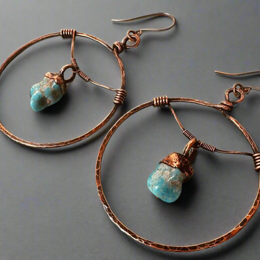 Solace for the Spirit Turquoise Hoop Earrings | Copper - Blackbird & Sage