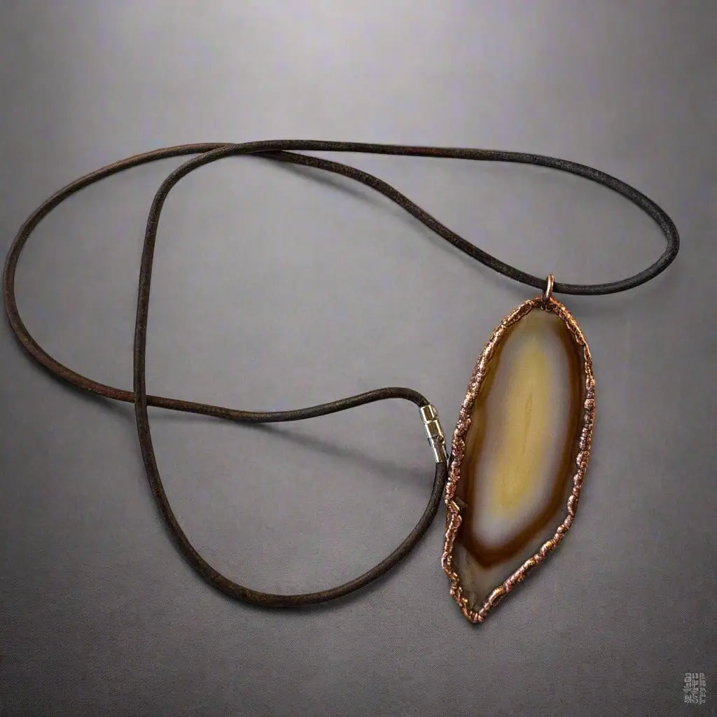 Red Agate Slice Statement Necklace | Copper - Blackbird & Sage