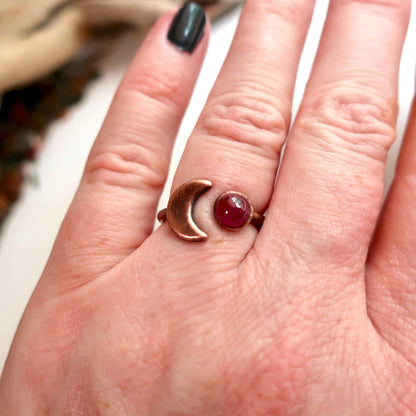 Ruby and Copper Moon Eclipse Ring - Blackbird & Sage