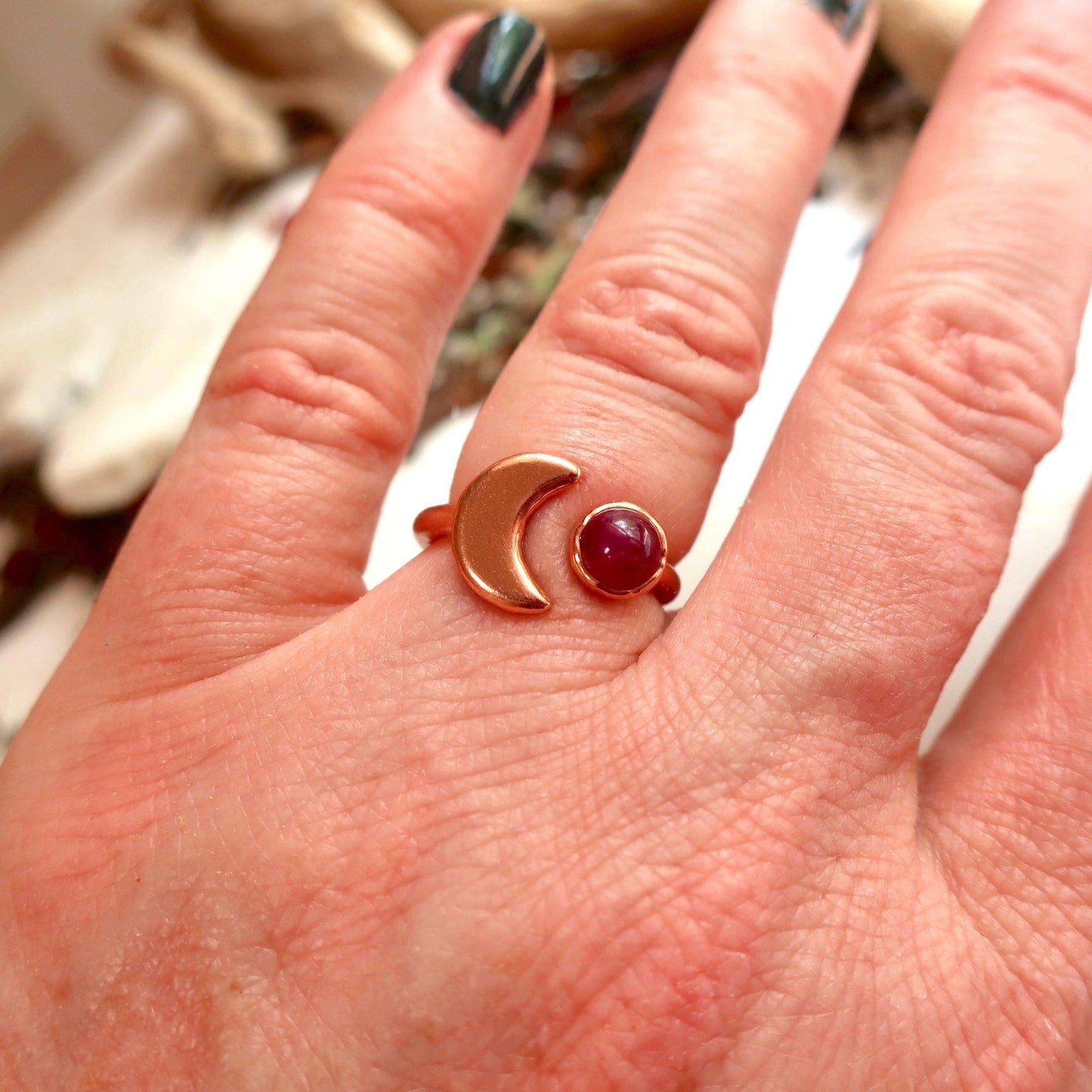 Ruby and Copper Moon Eclipse Ring - Blackbird & Sage