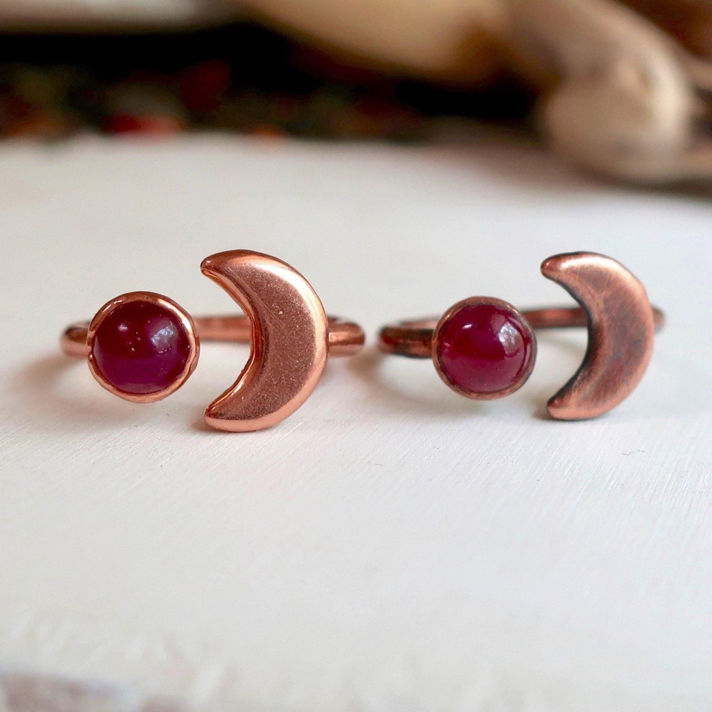 Ruby and Copper Moon Eclipse Ring - Blackbird & Sage