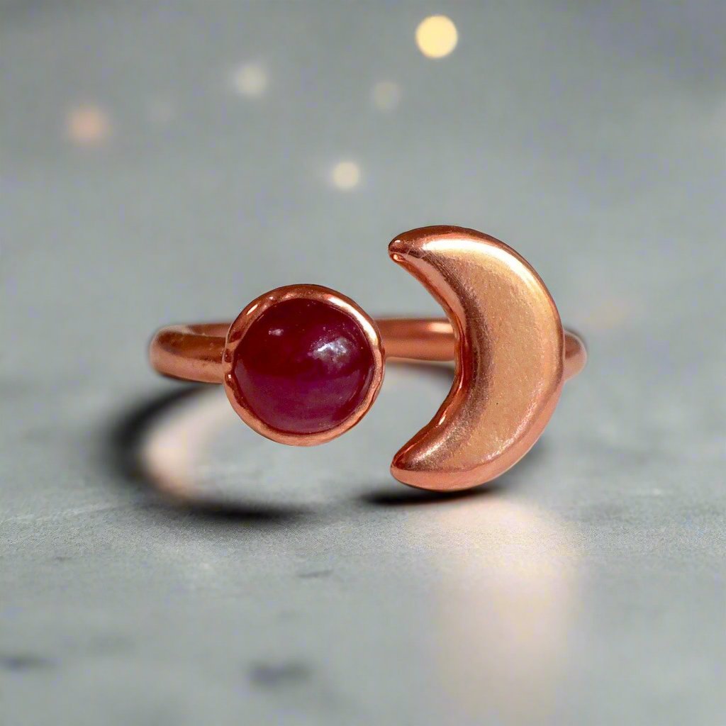 Ruby and Copper Moon Eclipse Ring - Blackbird & Sage