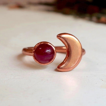 Ruby and Copper Moon Eclipse Ring - Blackbird & Sage