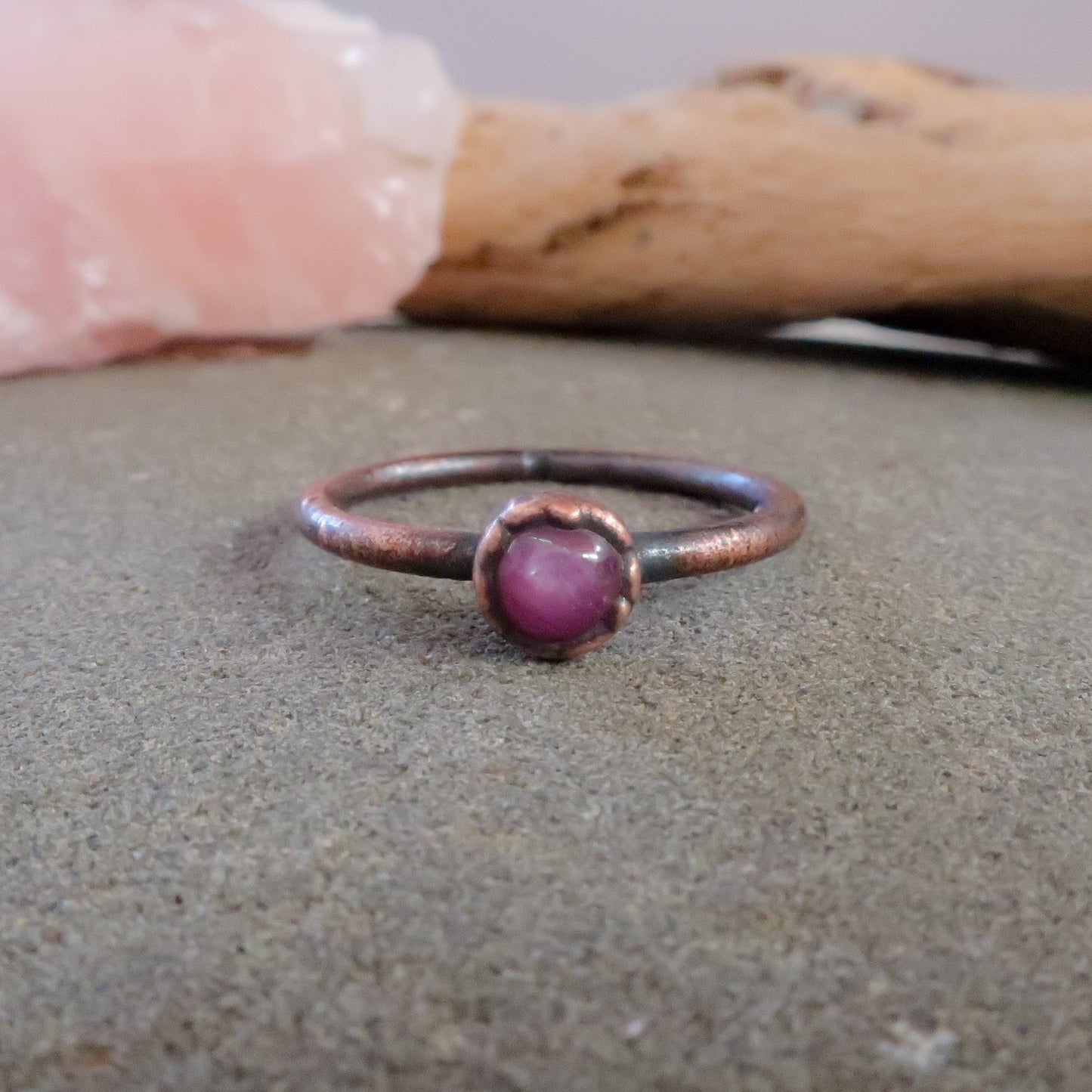 Small Pink Sapphire Ring | Copper | Size 6, 7, 8 - Blackbird & Sage