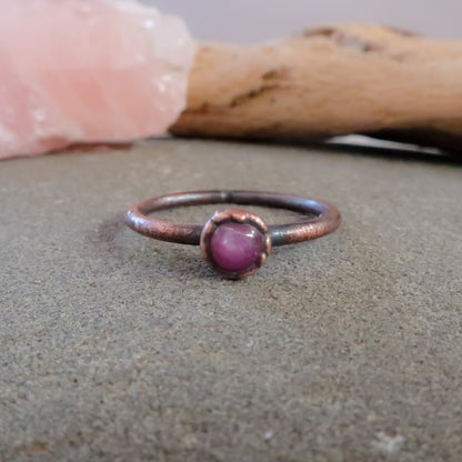 Small Pink Sapphire Ring | Copper | Size 6, 7, 8 - Blackbird & Sage