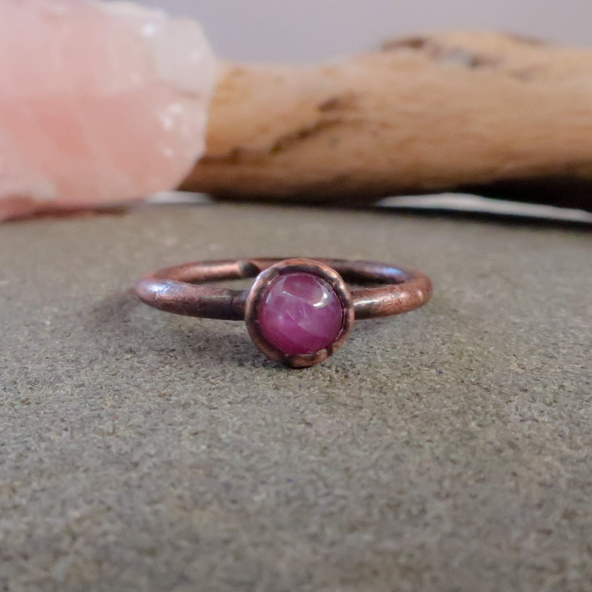 Small Pink Sapphire Ring | Copper | Size 6, 7, 8 - Blackbird & Sage