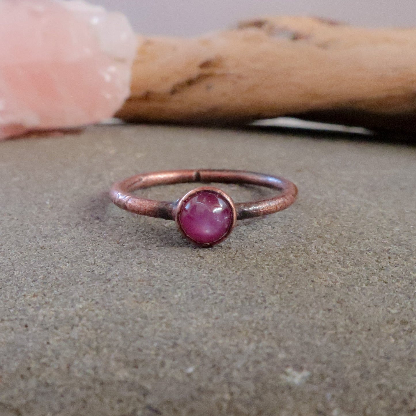 Small Pink Sapphire Ring | Copper | Size 6, 7, 8 - Blackbird & Sage