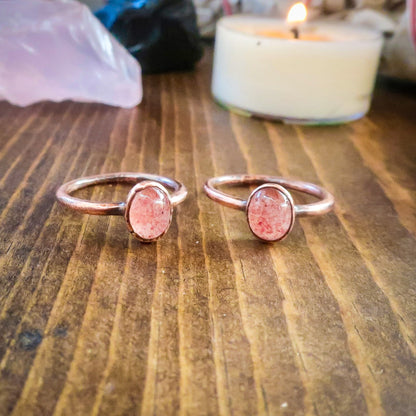 Strawberry Quartz Ring | Copper | Size 6.75, 7 - Blackbird & Sage