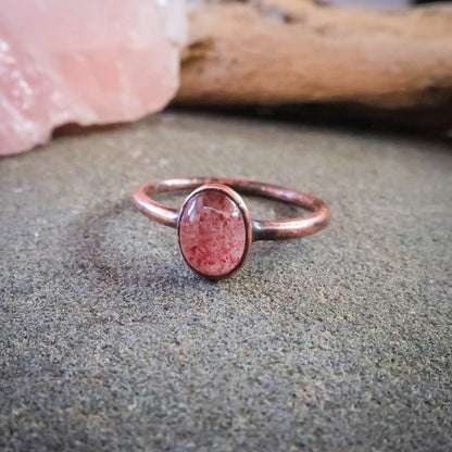 Strawberry Quartz Ring | Copper | Size 6.75, 7 - Blackbird & Sage