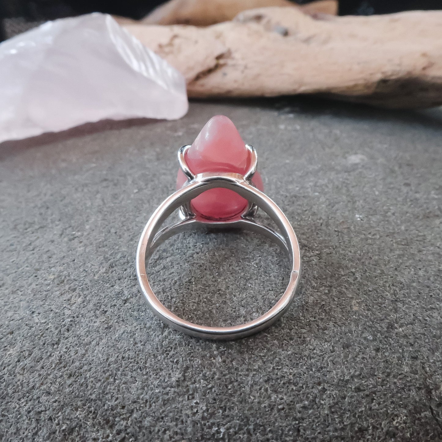 Tumbled Rhodochrosite Ring | Sterling Silver | Size 8 - Blackbird & Sage