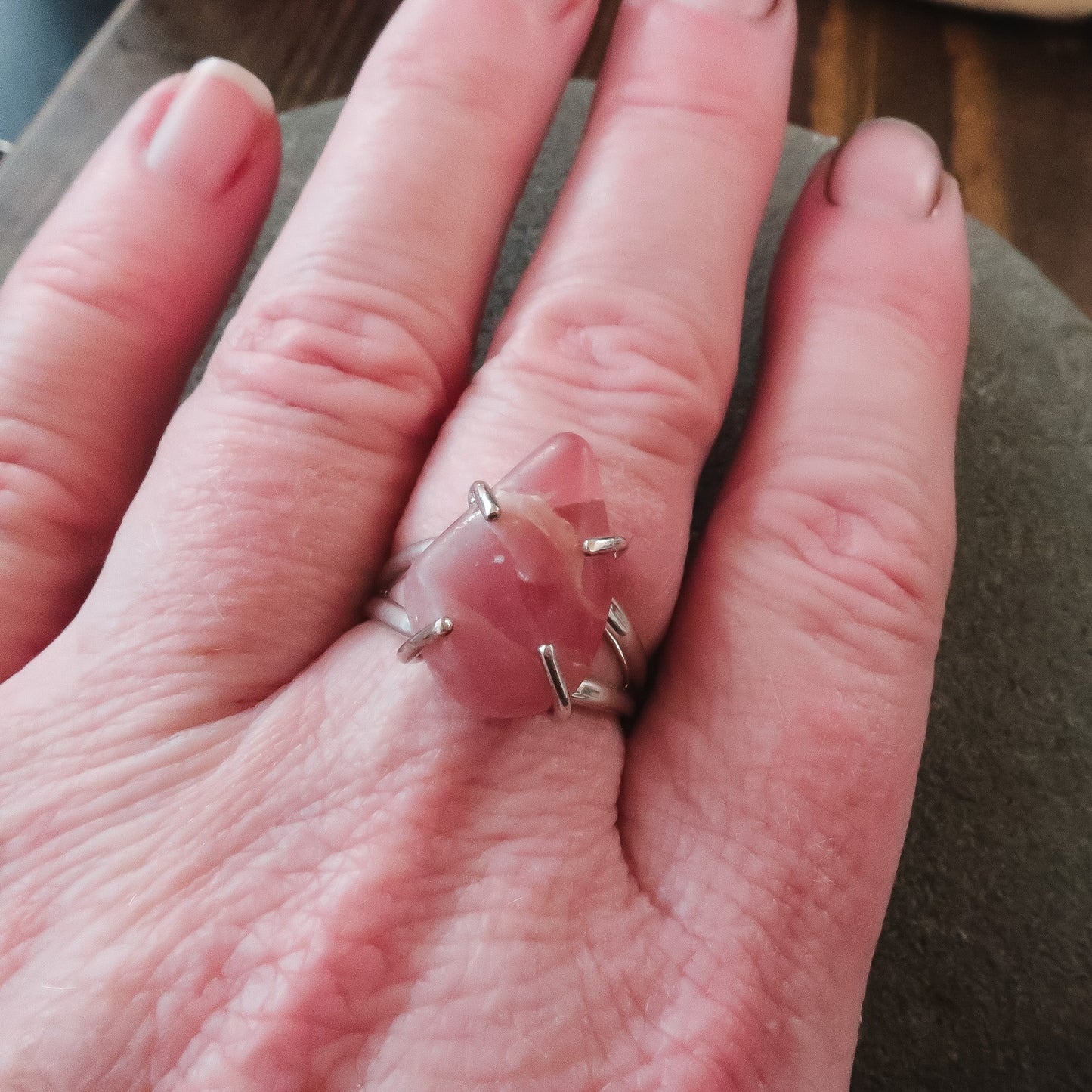 Tumbled Rhodochrosite Ring | Sterling Silver | Size 8 - Blackbird & Sage