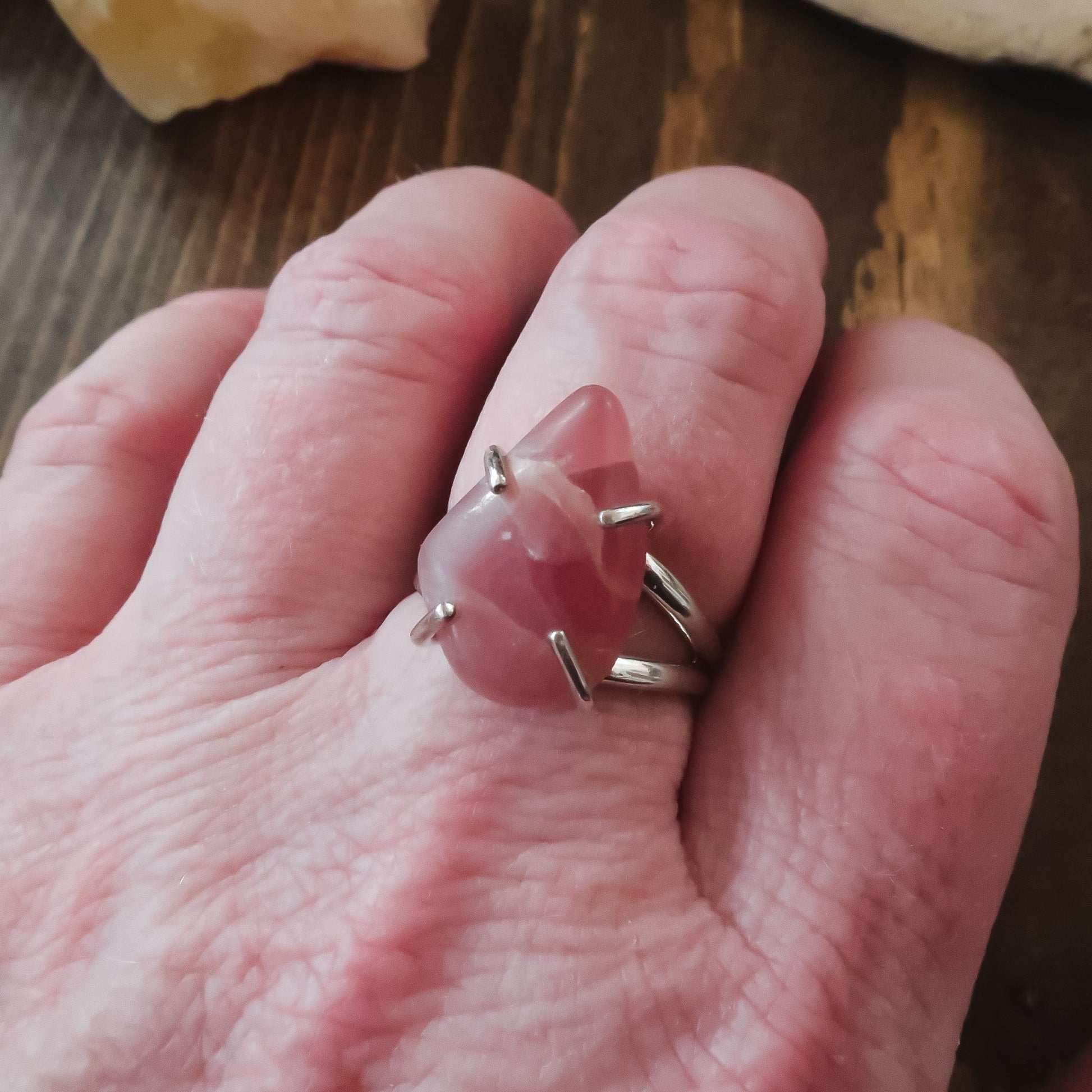 Tumbled Rhodochrosite Ring | Sterling Silver | Size 8 - Blackbird & Sage