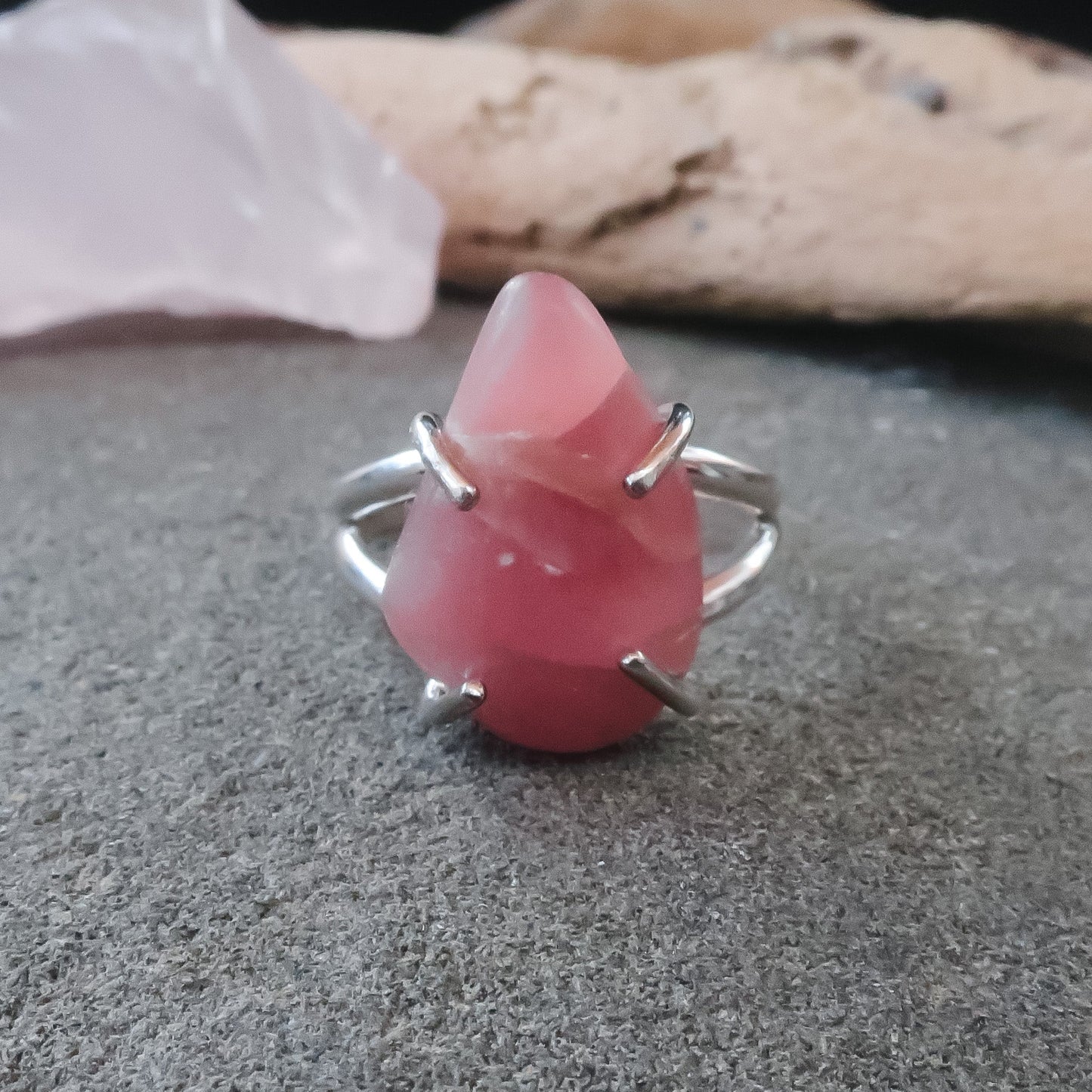 Tumbled Rhodochrosite Ring | Sterling Silver | Size 8 - Blackbird & Sage