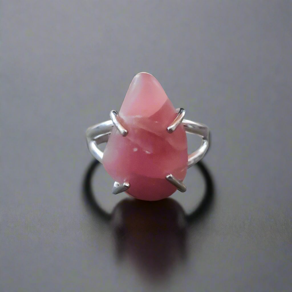 Tumbled Rhodochrosite Ring | Sterling Silver | Size 8 - Blackbird & Sage