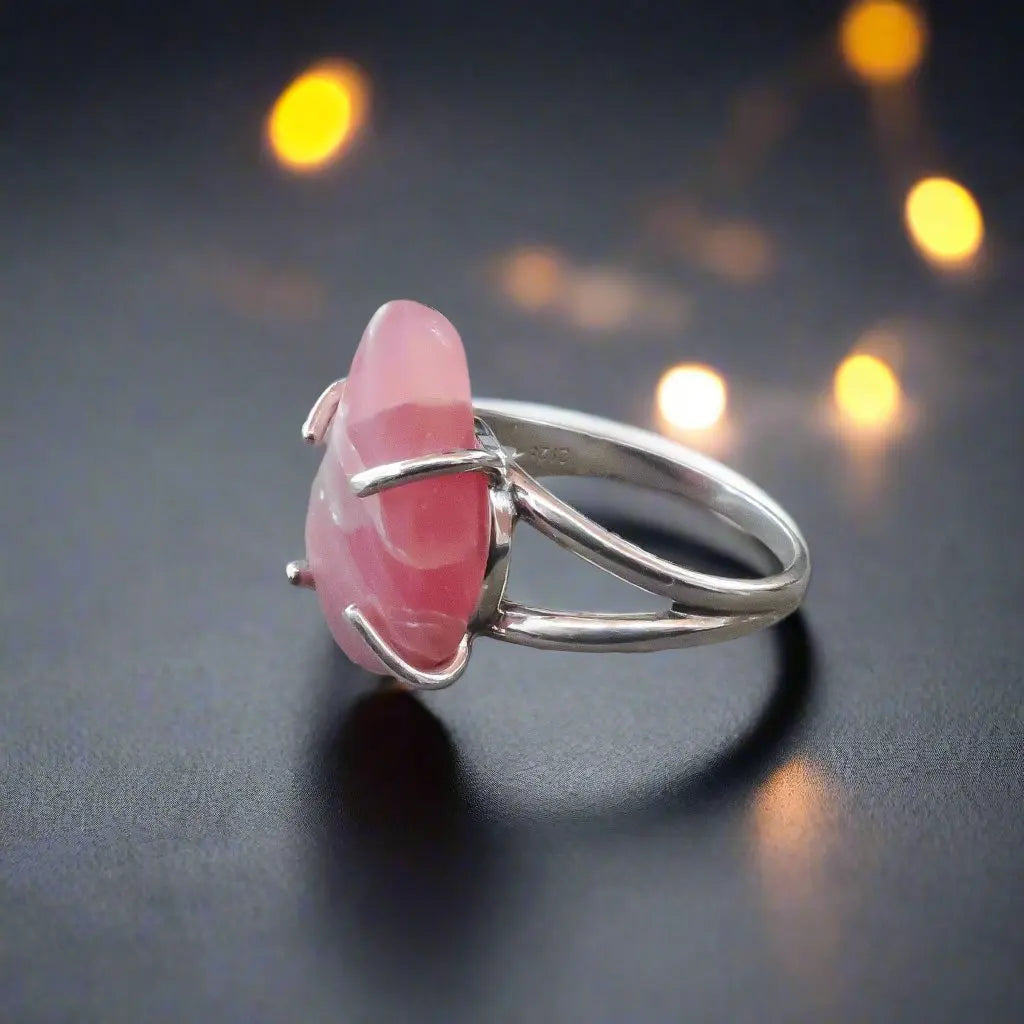 Rhodochrosite Ring, Natural Rhodochrosite, Pink Ring, offers Statement Ring, February Birthstone, Solid Silver Ring, February Ring, Rhodochrosite